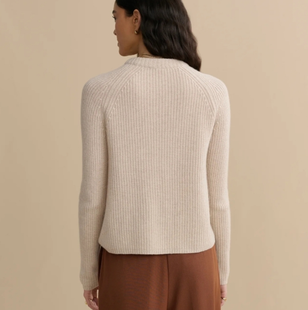 Jenni Kayne Cashmere Fisherman Sweater In Oatmeal M - Picture 4 of 16